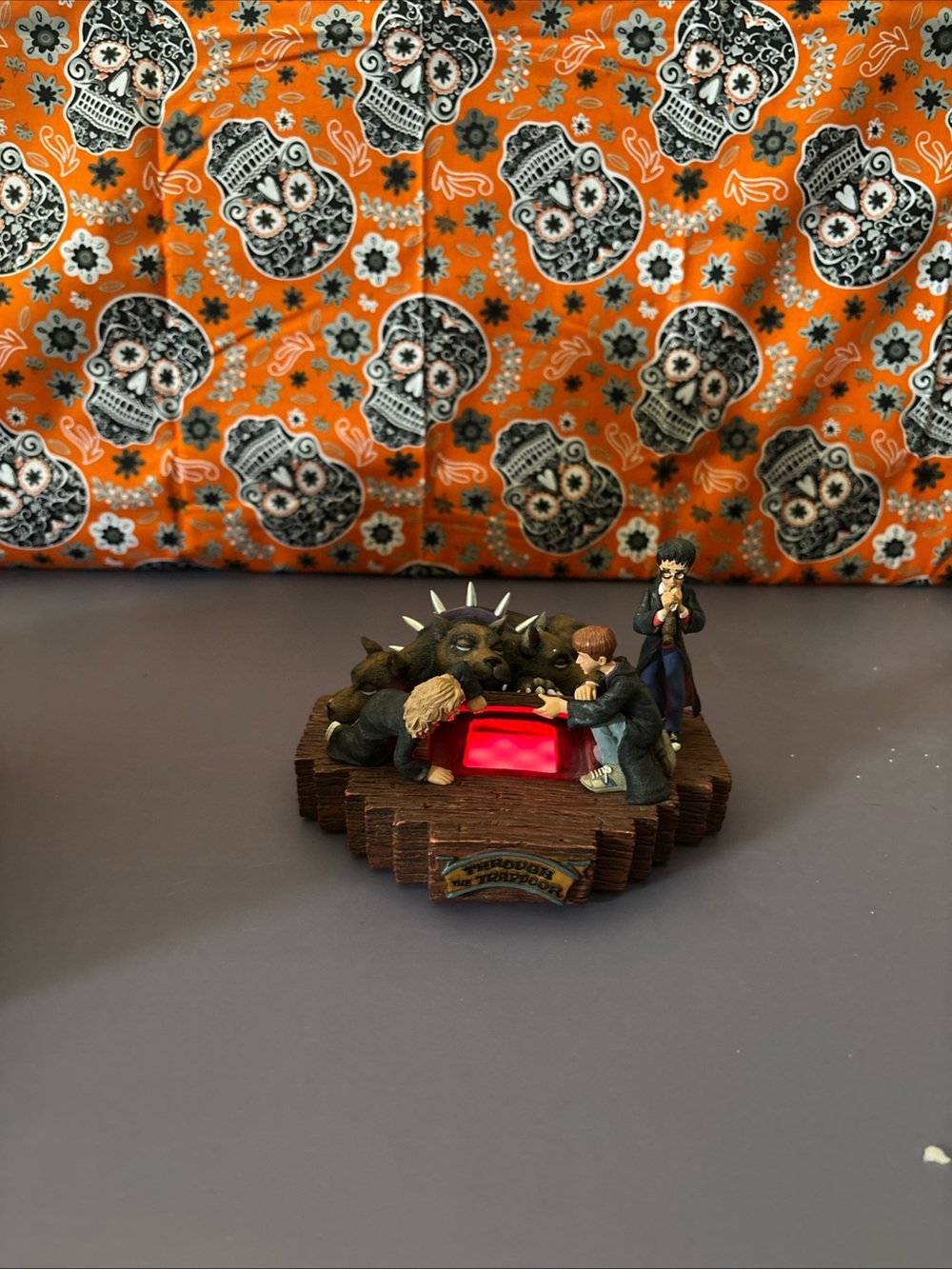 Novelty Resin Figurine with Red Light - Orange Accent